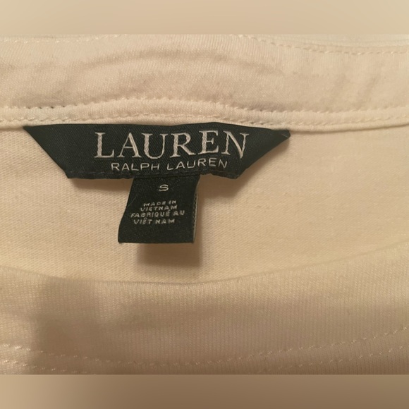Lauren Ralph Lauren Ivory Sleeveless Crop Top Size Small Cotton Soft Side Slits - Picture 5 of 7